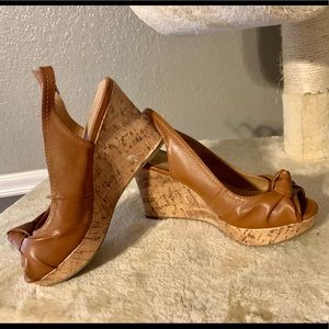 Apt. 9 Tan Slingback Wedge Heels. Size 8